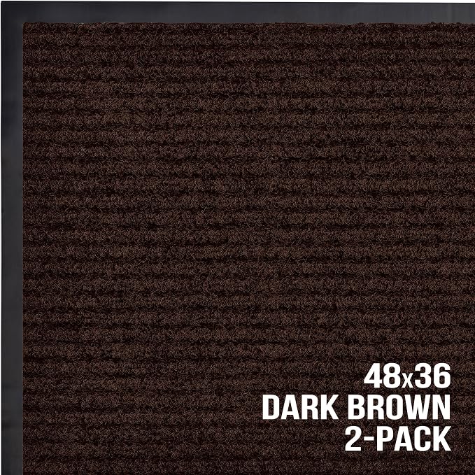 Front Door Mat, Indoor Outdoor Welcome Entryway Doormat, 48x36 Dark Brown | - Image 7