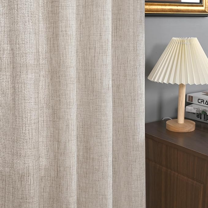 YoungsTex Linen Semi Sheer Curtains 45 Inch Length 2 Panels - Image 9
