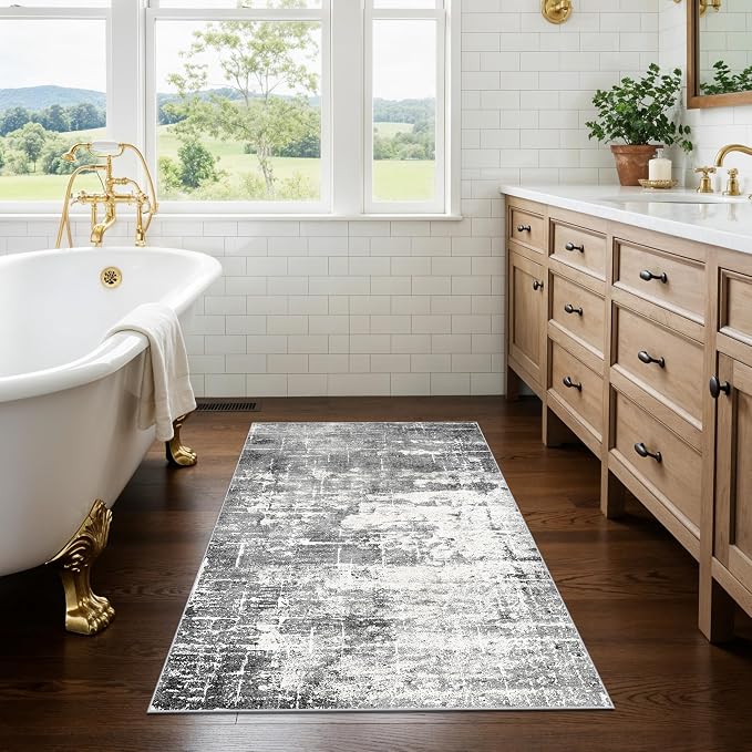 Washable 2x3 Entryway Area Rugs: Abstract Water Resistant Kitchen Rug Non-Slip - Image 4