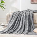 BEDELITE 3D Ribbed Jacquard Grey Fleece Throw Blanket by BEDELITE