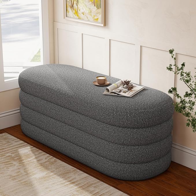 Busaurus Storage Ottoman Bench 49.2 Inch Upholstered Fabric Storage Bench - Image 9