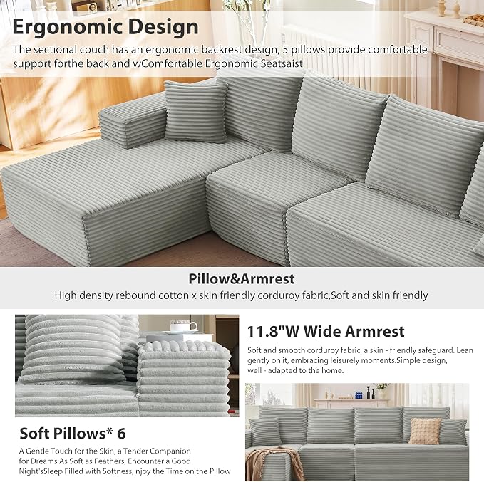 135" Cloud Sectional Couch - Image 4