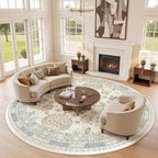 9ft Round Rug, Large Circle Rug by Zesthome