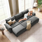 LINSY HOME 123" Modular Sectional Sofa, 3-Seat Corduroy Modern Cloud Couch - Image 6