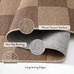 Lahome Checkered Easy Jute Kitchen Runner Rug, 2x8 Outdoor Rugs Washable | - Image 5