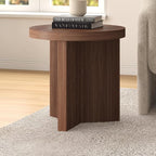 Henn&Hart 22'' Fluted Scandinavian Round End Table Ribbed Side Table, Nightstand - Image 2