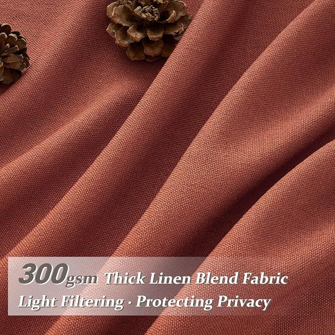 Burnt Orange Flax Linen Sheer Curtains 84 Inches Long - Image 2