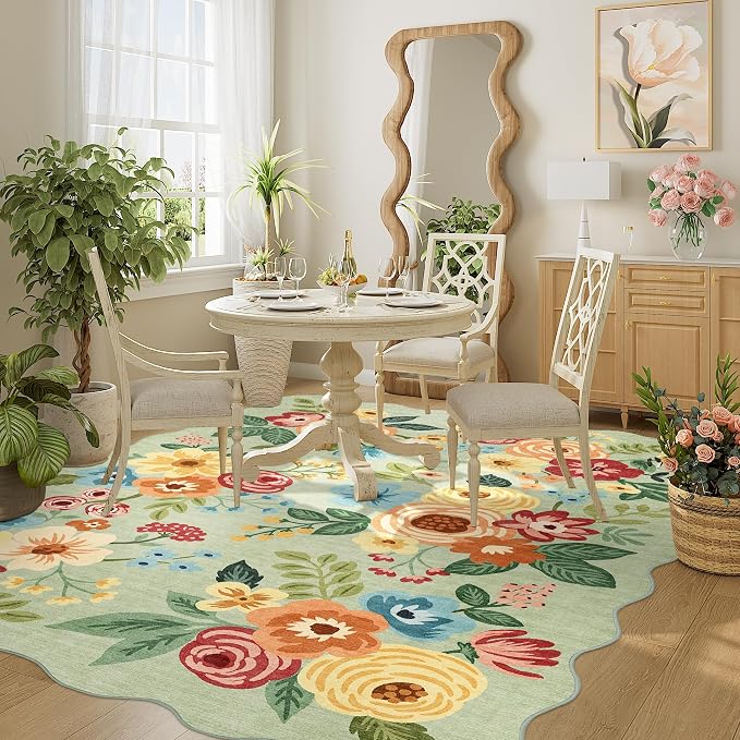 DUKINO 4x6 Area Rug, Non Slip Floral Washable Rug - Image 7