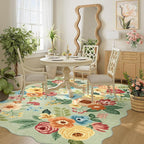 DUKINO 5x7 Area Rugs for Bedroom, Floral Washable Rug Non Slip, Stain Resistant - Image 8