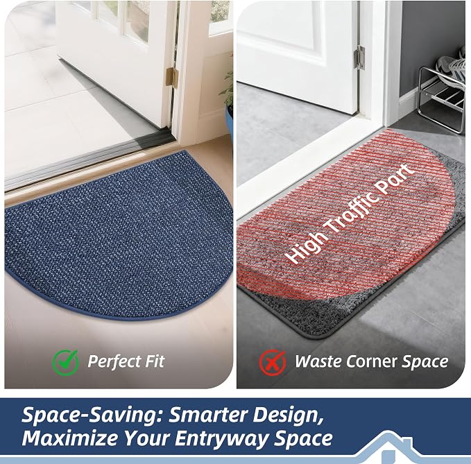 BEQHAUSE Dirt Trapper Door Mat 26" x 40" Half Circle Non Slip Rugs, Absorbent - Image 6