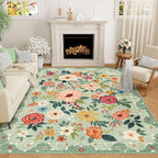 DUKINO 4x6 Area Rug, Floral Washable Rug Non Slip Office Chair Mat, Stain - Image 9