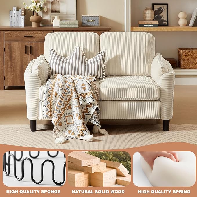 4 Piece Modern Corduroy Sofa Set, L-Shaped Sectional Couch - Image 5