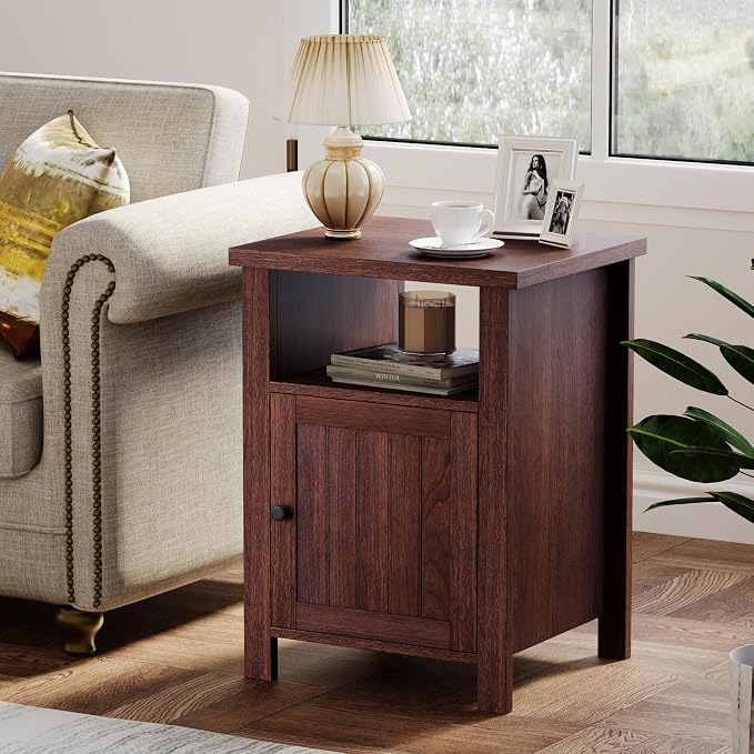 ChooChoo Farmhouse Nightstands Set of 2, Rustic Vintage End Side Table - Image 2