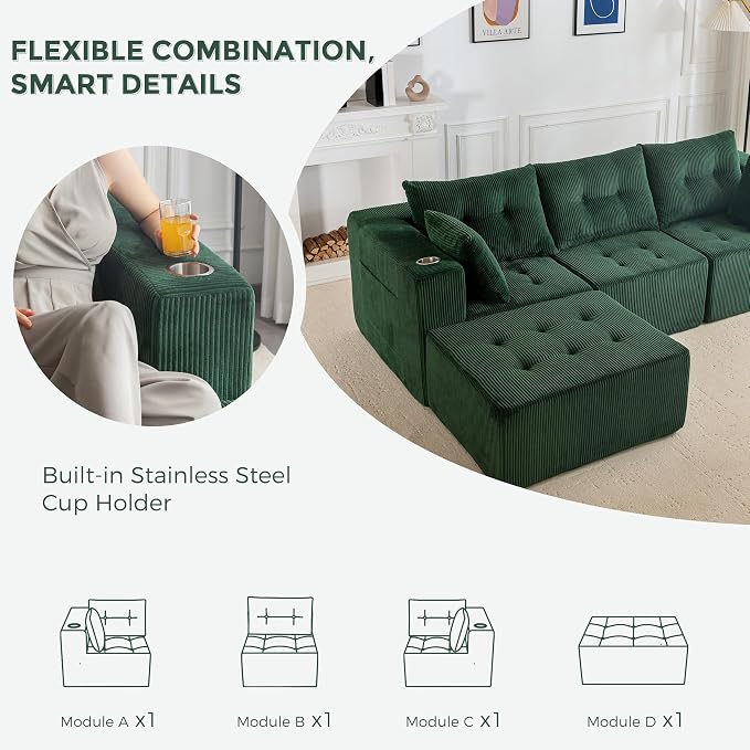 MAXYOYO Modular Sectional Sofa Couch, L Shaped Modern Cloud Couch - Image 8