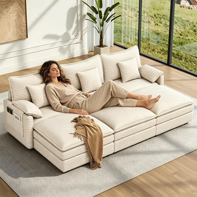 Vesgantti 108" Cloud Couch for Living Room, t6 Seats Deep Seat Sectional by Vesgantti