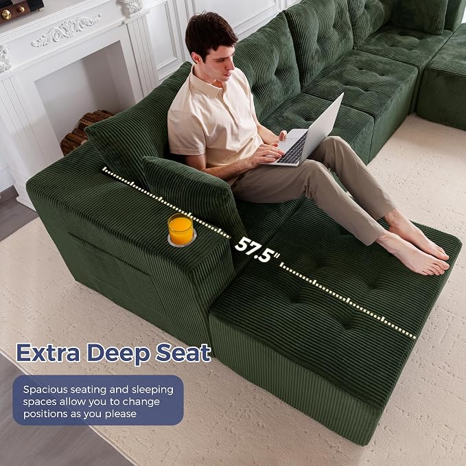 MAXYOYO 129.5" Modular Sectional Sofa Couch, U Shaped Modern Cloud Couch - Image 7