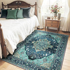 RELEANY Washable Area Rug, Teal | Non-Slip, Water Repellent, Pet Friendly - Image 2
