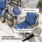 Outsunny 3 Piece Wicker Patio Furniture Set, PE Rattan Rocking Chairs - Image 5