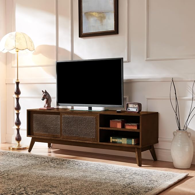 LKTART Boho Mid Century TV Stand, Media Console - Image 3