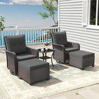 ALAULM 5-Piece Outdoor Swivel Rocking Chair Set - Image 2