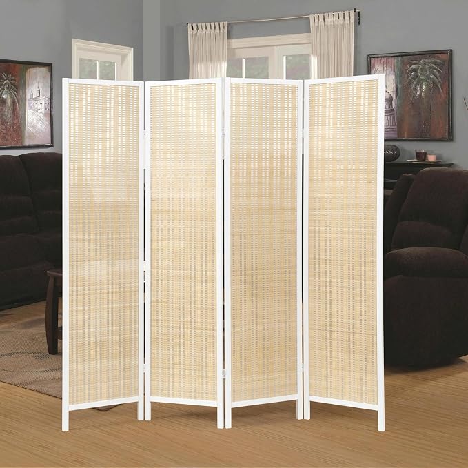 Roundhill Furniture Inkwell 4-Panel Bamboo Room Divider, Folding Portable by RoundhillFurniture