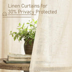 Beige Linen Kitchen Curtains 30 Inch Length - Image 5