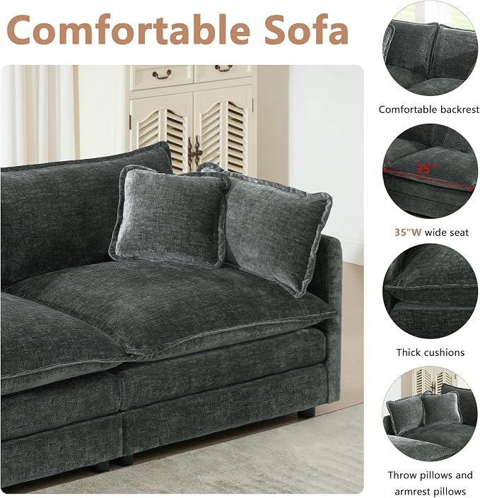 mikibama Modular Sectional Sofa, 146.5 Inch L Shaped Couch Set - Image 4