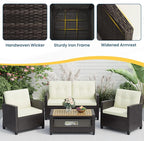 Wisteria Lane 4 Piece Patio Furniture Set, Wicker Outdoor Patio Conversation - Image 4