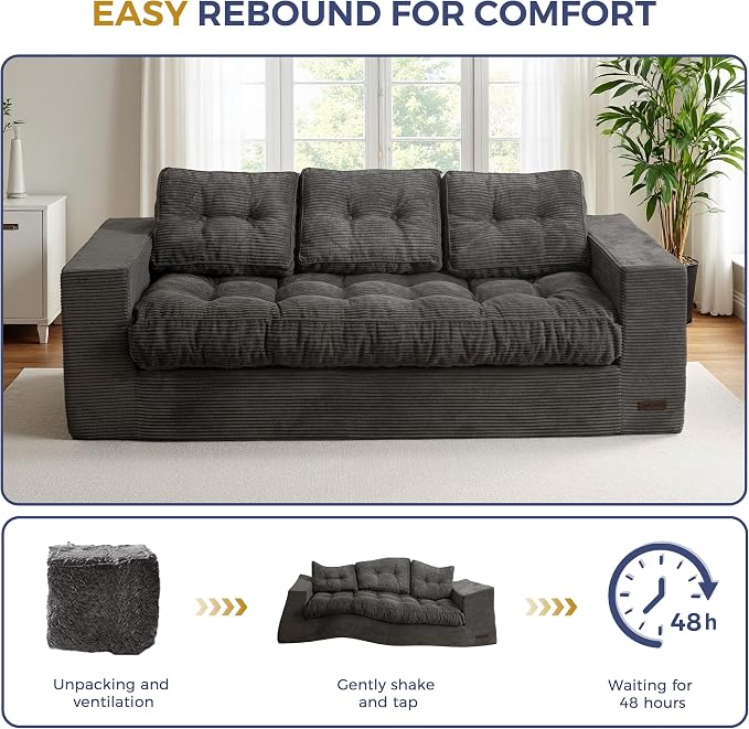 MAXYOYO Oversized Loveseat Sofa Couch, Upholstered Bean Bag Chair Cloud 3-Seat - Image 7