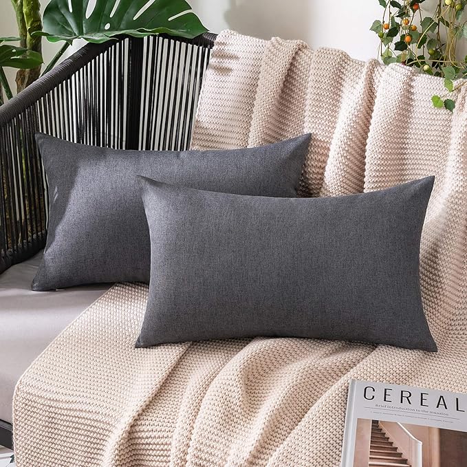 MIULEE Pack of 2 Decorative Outdoor Solid Waterproof Throw Pillow Covers Faux by MIULEE
