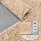 Beige Runner Rug for Bedroom 2x5ft Fluffy Area Rug Bedside Runner Rug for Kids - Image 5