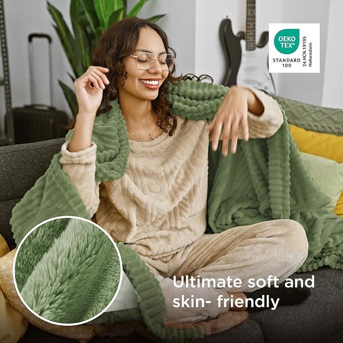 Bedsure Soft Twin XL Blanket for Bed Dorm Reseda Green 66"x90" | Birthday Gifts - Image 4