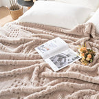 60x80 Inch Waffle Brown Twin Blanket -Fluffy Fleece, Neutral Tan Color - Image 6