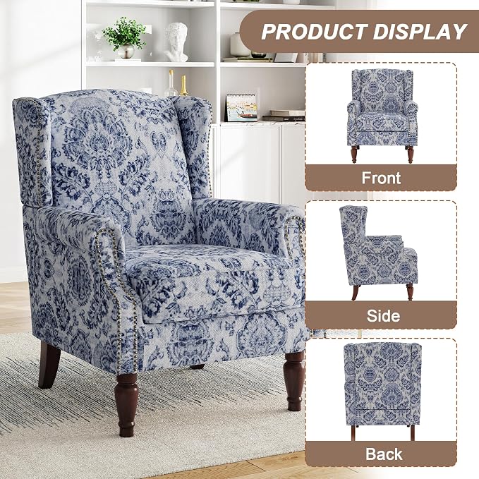 Pia Ricco High Back Floral Accent Chair - Image 3