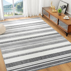 Area Rug 4x6 Grey Rug Washable Rugs Non Slip Low Pile Small Carpet - Image 3