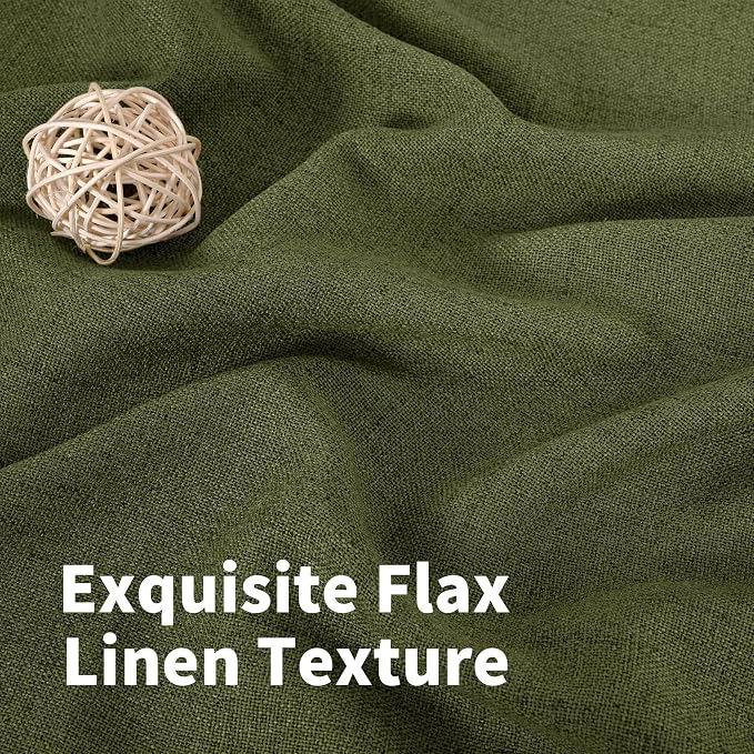 YoungsTex Olive Linen Curtains 72 Inch Length 2 Panels - Image 4