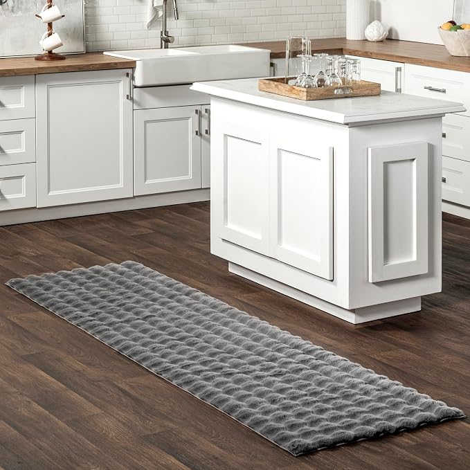nuLOOM Jeni Dark Grey Checkered Washable Runner Rug, Dark Grey by nuLOOM