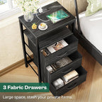 Huuger Nightstand with Charging Station, 27.6 Inch End Table Bedside Table with - Image 5