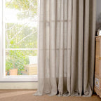 YoungsTex Oatmeal Linen Curtains 95 lnch Long 2 Panels, Tan Grommet Drapes | - Image 8