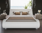 SHA CERLIN Full Size Upholstered Bed Frame, Deluxe Low Profile Sleigh Bed - Image 3