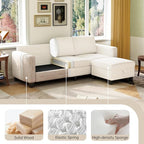 78" Sectional Sofa Couches for Living Room, Deep Seat Pet-Friendly Linen Fabric - Image 3