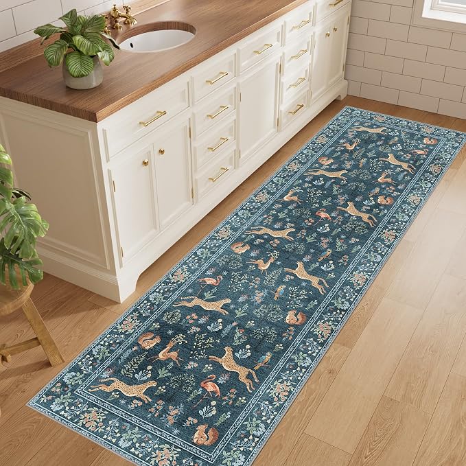 DUKINO 2x6 Runner Rug, Washable Animal Kitchen Rugs Non Slip, Low Pile - Image 3