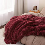 Bedsure GentleSoft Fluffy Burgundy Red King Size Blanket - Image 4