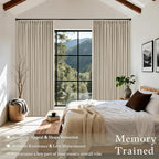 Oatmeal Pinch Pleated Blackout 90 Inch Curtains 70 Inch Wide Dual Layer | Pinch - Image 5