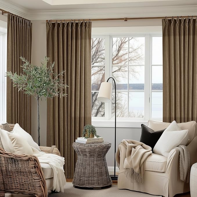 Dutch Cocoa Pinch Pleat Linen Curtains 90 Inches Long 60 Inch Wide 1 Panel | - Image 8