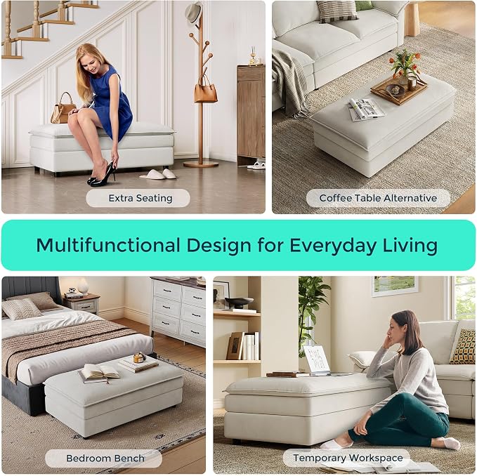 LINSY HOME Ottoman Modular for Sectional Sofa Couch, Cloud Sofa Movable Ottoman - Image 4