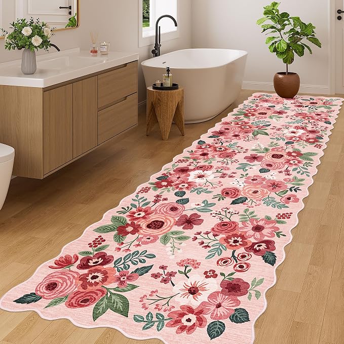 DUKINO 3x10 Runner Rug, Non Slip Floral Washable Rug - Image 4