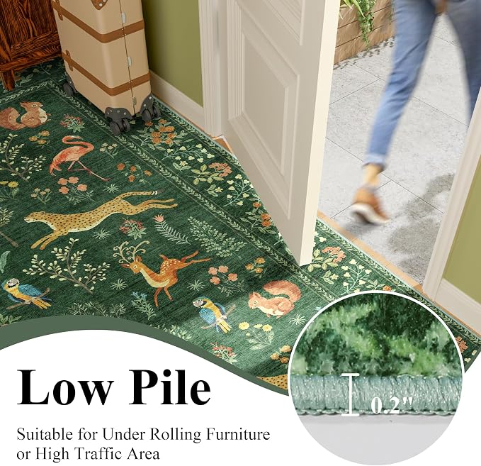 DUKINO 2x5 Rug for Hallway, Washable Animal Runner Rug Non Slip, Stain Resistant - Image 8