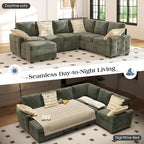 Ihanherry 106-inch Large L-Shaped Sectional Sofa Bed, 7-Seater Convertible Pull - Image 3