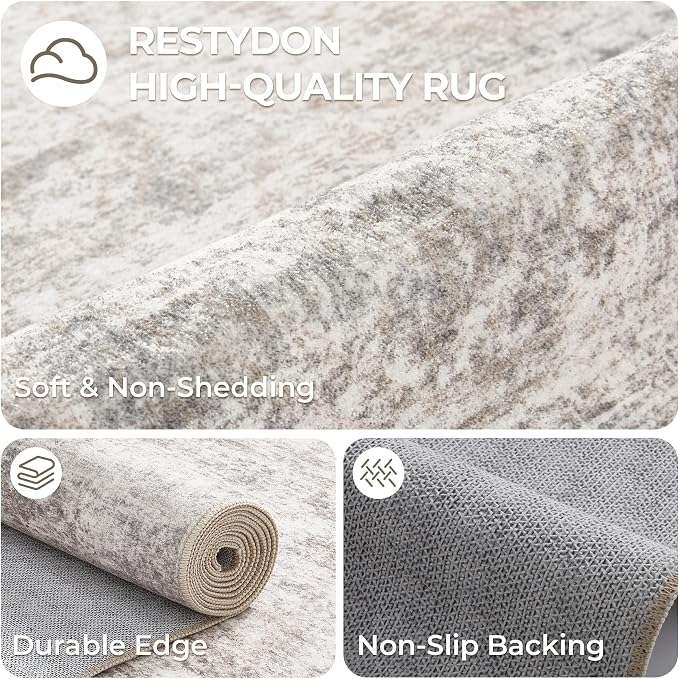 2x12 Runner Rug Non Slip, Washable Hallway Runner Rug, Taupe | Long Neutral Rugs - Image 7